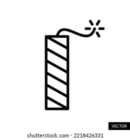 Firecracker vector icon in line style design for website, app, UI, isolated on white background. Editable stroke. EPS 10 vector illustration.