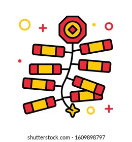 Firecracker vector illustration, Chinese New year filled icon