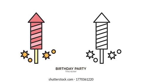 Firecracker vector illustration lineal color and filled design