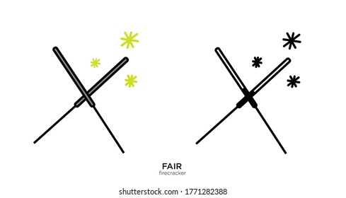 Dibujo vectorial de firecracker color lineal y diseño relleno