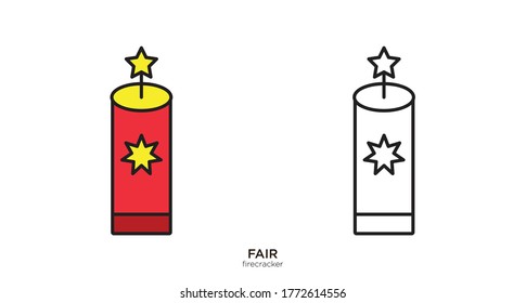 Firecracker vector illustration lineal color and filled design