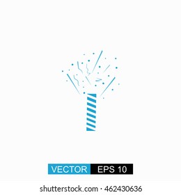 Firecracker vector. Isolated blue icon on white background.