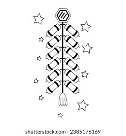 Firecrackers Chinese Character for Chinese Zodiac Isolated Retro Cartoon Vector