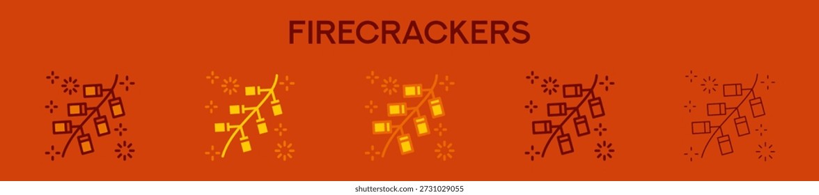 Firecrackers Element For Design Graphic - Multi Styles. Vector Illustration Of Two Colored And Black. Multiple Icons Designs Can Be Used For Mobile, Ui, Web