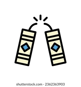 Icono de petardos delineador color crema azul de color crema china elemento vector año nuevo y símbolo perfecto.