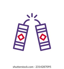 Icono de petardos duocolor color púrpura chino nuevo año elemento vector y símbolo perfecto.