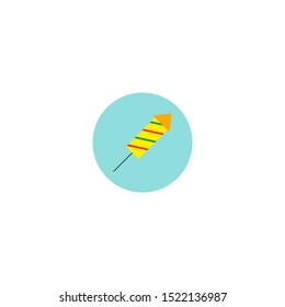 Firecrackers icon on blue background, sticker. Vector illustration, flat design, simple style. Element for New Year banners, posters, leaflets, invitations, greeting cards, web design.