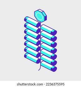 Firecrackers isometric vector icon illustration