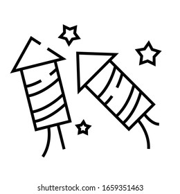 Icono de línea de petardos, signo de concepto, ilustración de vector de contorno, símbolo lineal.