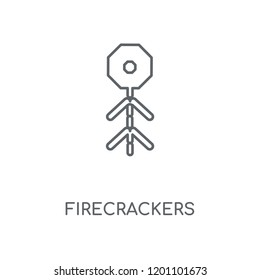 Firecrackers linear icon. Firecrackers concept stroke symbol design. Thin graphic elements vector illustration, outline pattern on a white background, eps 10.