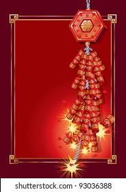 Firecrackers on Chinese New Year Card(vector).  jpg version also available