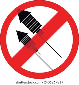 Firecrackers prohibited icon on white background.