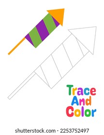 Firecrackers tracing worksheet for kids