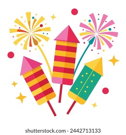 Firecrackers Vector Illustration on white background