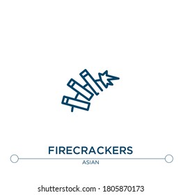 firecrackers vector line icon. Simple element illustration. firecrackers outline icon from asian concept. Can be used for web and mobile
