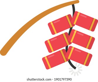 Firecracks with Strings Concept Vector Color Icon Design, Traditional Chinese Culture Symbol on white background, Lunar New Year of the Ox 2021 Sign, China Travel Guide Stock