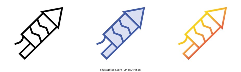 firecraker icon. Linear, Blue Fill and Gradient Style Design Isolated On White Background