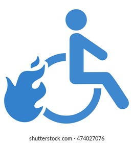 Fired Disabled Person icon. Vector style is flat iconic symbol with rounded angles, cobalt color, white background.