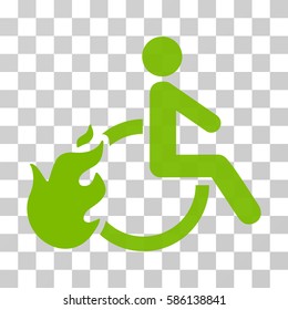 Fired Disabled Person vector pictogram. Illustration style is flat iconic eco green symbol on a transparent background.