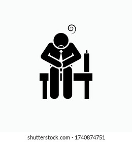 Fired Employee Icon. Need A Job Sign - Vector.  Presented in Glyph Style. 