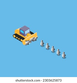 Empleados despedidos concepto de ilustración isométrica 3d vectorial para banner, sitio web, ilustración, página de aterrizaje, volante, etc