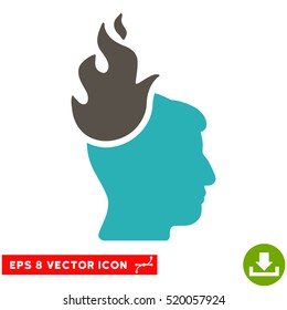 Fired Head EPS vector icon. Illustration style is flat iconic bicolor grey and cyan symbol on white background.