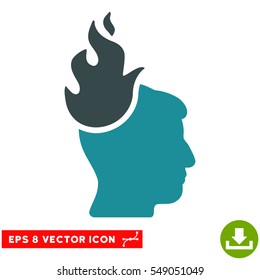 Fired Head EPS vector pictogram. Illustration style is flat iconic bicolor soft blue symbol on white background.