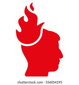 Fired Head vector icon. Style is flat graphic symbol, red color, white background.