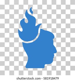 Fired Head vector pictogram. Illustration style is a flat iconic cobalt symbol on a transparent background.