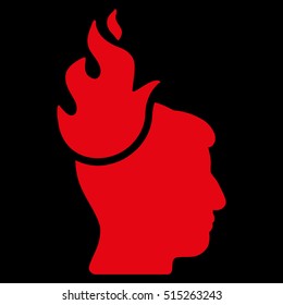 Fired Head vector pictogram. Style is flat graphic symbol, red color, black background.