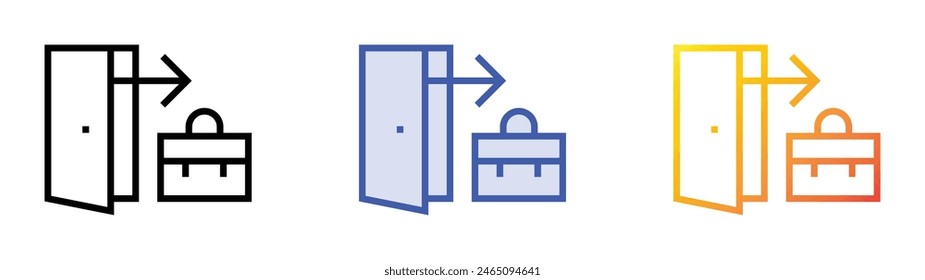 icono despedido. Diseño de estilo de relleno lineal, azul y degradado aislado sobre fondo blanco