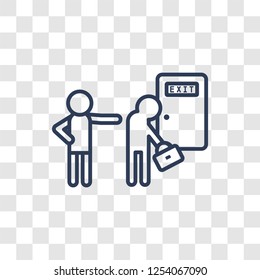 Fired icon. Trendy linear Fired logo concept on transparent background from Human Resources collection