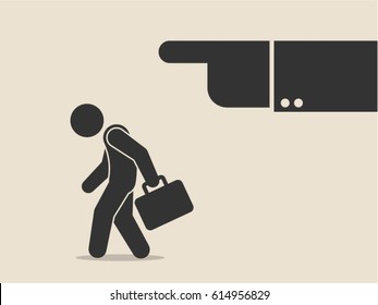 Fired From Job. Unemployment Concept. Flat Illustration Of Dismissed Businessman Walking With Briefcase. 