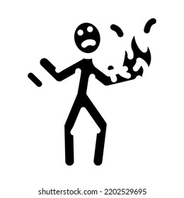 fired up man accident glyph icon vector. fired up man accident sign. isolated symbol illustration