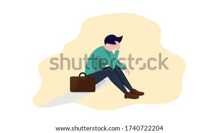 Fired man from job, unemployed, looking for job - employee job reduction concept