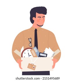 Despidió al director de oficina enfadado. Sad despido trabajador, reemplazo de empleado, ilustración vectorial