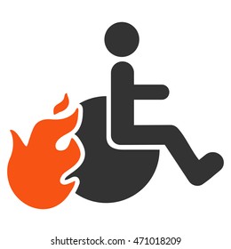 Fired Patient icon. Vector style is bicolor flat iconic symbol with rounded angles, orange and gray colors, white background.