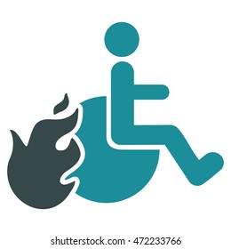 Fired Patient icon. Vector style is bicolor flat iconic symbol with rounded angles, soft blue colors, white background.