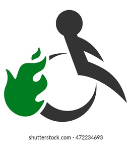 Fired Patient icon. Vector style is bicolor flat iconic symbol with rounded angles, green and gray colors, white background.
