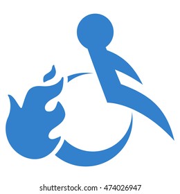 Fired Patient icon. Vector style is flat iconic symbol with rounded angles, cobalt color, white background.