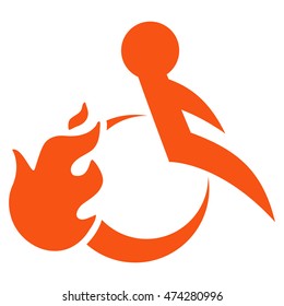 Fired Patient icon. Vector style is flat iconic symbol with rounded angles, orange color, white background.
