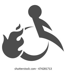 Fired Patient icon. Vector style is flat iconic symbol with rounded angles, gray color, white background.