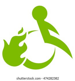 Fired Patient icon. Vector style is flat iconic symbol with rounded angles, eco green color, white background.