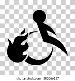 Fired Patient vector pictograph. Illustration style is flat iconic black symbol on a transparent background.