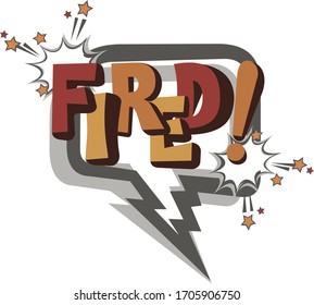 Fired pop art style text with a cloud symbol. Hand lettering illustration.