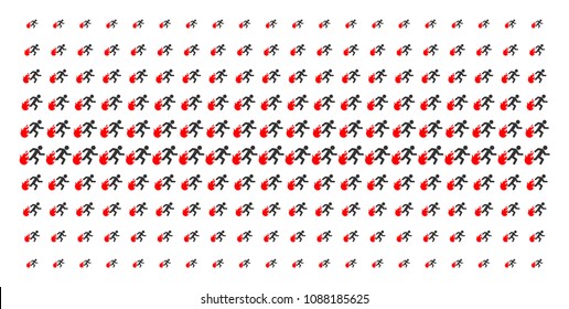 Fired running man icon halftone pattern, designed for backgrounds, covers, templates and abstract compositions. Vector fired running man objects organized into halftone grid.