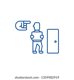 Fired,exit,dismissal line icon concept. Fired,exit,dismissal flat  vector symbol, sign, outline illustration.