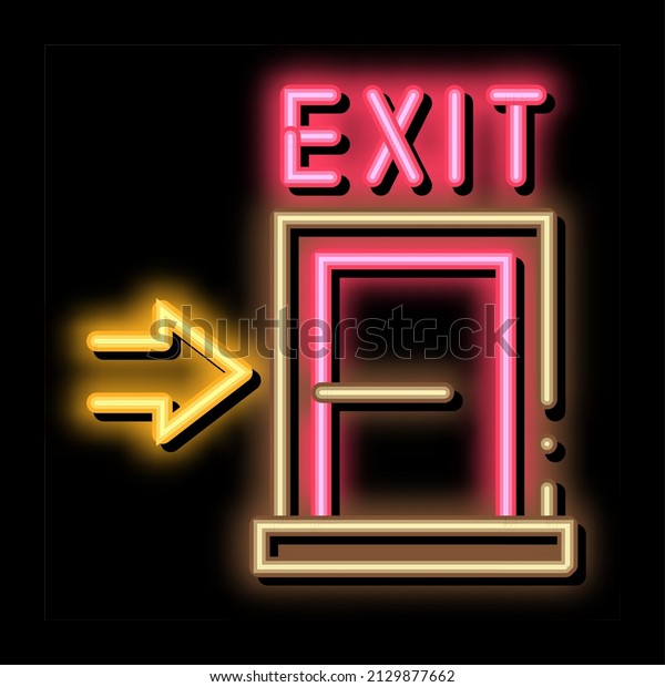 Fire-escape Exit Door neon light sign\
vector. Glowing bright icon Fire-escape Exit Door sign. transparent\
symbol\
illustration