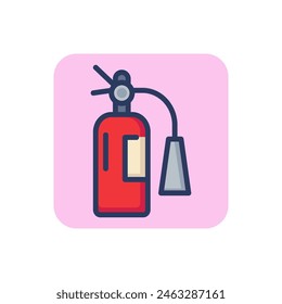 Symbol für die Feuerlöscherlinie. Feuer, Flamme, Schaum Umrissschild. Arbeitsschutz-Konzept. Vektorillustration für Webdesign und App