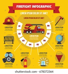 Firefight infographic banner concept. Flat illustration of firefight infographic vector poster concept for web